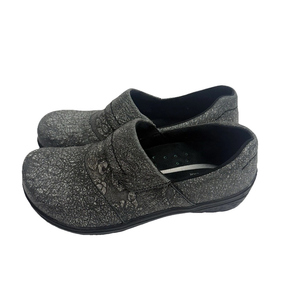 Klogs Cardiff Gray Lace Textured Slip On Clogs Women's 7.5‎ Comfort Work Shoes